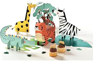 Amscan 9915517 - Get Wild Animals Kids Birthday Party Table Centrepiece Decorations - 5 Pack