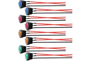 Gebildet 8pcs 12V-24V/10A Pre Cableado Interruptor Basculante Redondo LED,3Pin 2Posición ON/Off SPST,Snap-In Interruptor de Palanca para Coche Motocicleta Bote Marina(Rojo/Verde/Azul/Amarillo)