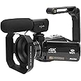 Wisoqu 4K Video Camera Camcorder, 56MP HD 3 Inch Rotatable Digital Video Recorder DV Camera with 18X Digital Zoom, WiF Vlogging Camera with Microphone Stabilizer