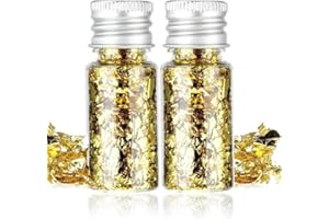 VAYFONI 2 Bottles Decorative Gold Leaf - Gold Leaf Edible for Cakes - Gold foil Perfect for Cake Decoration, DIY Crafts, and Home or Restaurant Decor