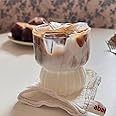 KASTWAVE Water Glasses Drinking Cups Set, 2 Pcs 300ml Ripple Glassware Sets, Origami Ribbed Glass Cup, for Juice Coffee Beverages, Refreshments, Glassware Set for Parties, Restaurants, Home