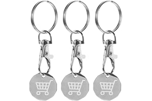 HEIZHU 3 Pcs Shopping Trolley Token, Pound Coin Trolley Token Keyrings, Stainless Steel Trolley Coins with Key Clip, Trolly Coin UK Ideal for Shopping Basket Locker