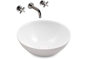 STILFORM Aufsatz Keramik Waschbecken Rund Highline Brillant Weiß 40 cm