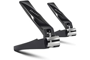 FERYES Nail Clippers with Catcher 2 PCS Set, No Splash Fingernail Clipper and Toenail Clipper, Stainless Steel Heavy Duty Nail Cutters For Men & Women - W/Black Metal Case Packing