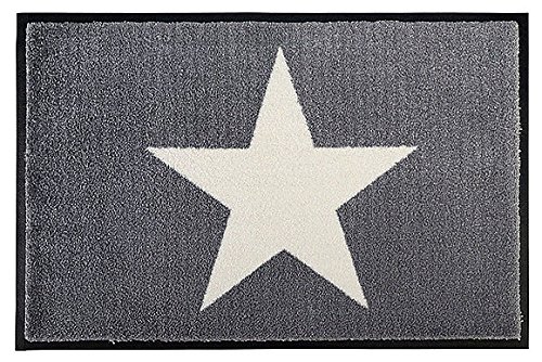 Gift Company - waschbare Fußmatte - Stern, Star - Grau - 75 x 50 cm