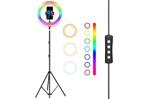 Tygot 14 Inch LED RGB Ring Light with Tripod Stand for Camera, Phone, YouTube, Video Shoot, Live Stream, Makeup, Reels, Professional Multicolour Ringlight with 7 Feet Foldable Stand & Mobile Mount