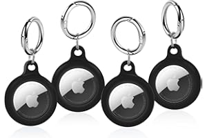 LETREEN Airtag Holder, 4 Pack Silicone Airtag Case with Keyring for Keys, Bags, Luggage, Pet Collars, Anti-Lost and Scratch-Resistant Air Tag Holder for Apple Air Tags 2021