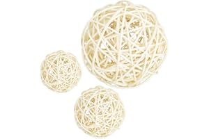 Hellery Pack of 3 Simple Natural Rattan Ball Willow Balls Decorative Balls Rattan Branch 6 10 cm - White, 6 cm 7 cm 10 cm