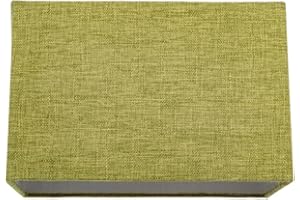 Contemporary and Sleek Olive Sage Green Linen Fabric Rectangular Lamp Shade 60w Maximum | 30cm Width | for Table Lamp, Wall or Pendant | Inner Silver Satin Lining by Happy Homewares