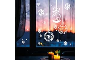 ‎WANDTATTOO LOFT Wandtattoo Loft Fensterbilder Weihnachten mit Weihnachtskugeln & Schneeflocken – Wiederverwendbar – Weihnachstdeko Fenster Kinderzimmer, Weihnachtsbilder Fenster, Fensterbild Winter, Fensterdeko