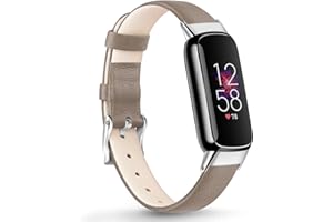 Vancle für Fitbit Luxe Armband Leder für Damen Herren,Weiches Atmungsaktives Leder Sport Armband Ersatzarmbänder für Fitbit Luxe(Braun)
