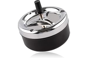 AMSNINK Moderner Aschenbecher mit Deckel - Windgeschützter Dreiholer für Home Office, Balkon, Partys, Outdoor