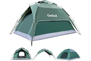 GERDUCK 3in1 Tenda Campeggio 3-4 Posti，Tenda Pop Up 2/4/6 Persone Famiglia，Automatica Doppia Porta Anti UV And Impermeabile，Setup facile in 10 secondi