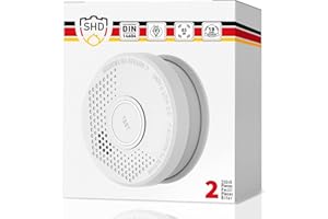 SHD Rilevatore Fumo per Casa, Set da 2 Allarme Antincendio a Batteria, Sensore Fumo con 10 Anni di Garanzia, Batteria 9V Sostituibile, Certificato DIN EN14604 e BSI, Tempi di Risposta Rapidi, Bianco