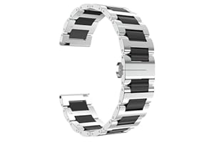 BINLUN Bracelet de Montre en Céramique avec en Acier Inoxydable Poli 12mm/14mm/16mm/18mm/20mm/22mm avec Boucle Papillon