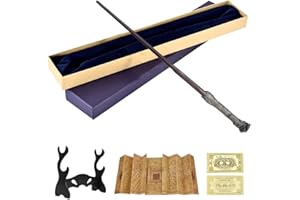 SGZIOO Zauberstab, 35cm Magie Zauberstab, Zauberstäbe, Magic Wand in Geschenkbox mit Landkarte, Eintrittskarte und Zauberstabhalter, für Halloween, Cosplay, Karneval (D)