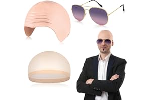 Kavoc Halloween Rapper Costume Include Bald Cap,Sunglasses and Hairnet for Men Women Singer Cosplay