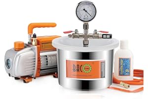 BACOENG Chambre sous vide de dégazage en acier inoxydable de 6,8 L avec Pompe à dépression 85 Lt/min