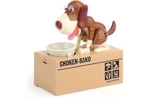 Hungriger Hund Spardose,Justup Welpen-Sparschwein, Münze Kaut Spardose, Geburtstagsgeschenk für Kinder (Braun)