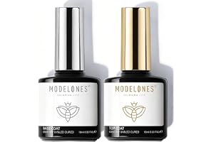 Modelones Topp och Baslack 10ml x 2 Gellack UV LED Nagellack, Gel Nail Polish Underlack & Överlack Set för Nagelkonst Nagel Kit