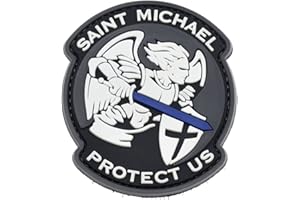 LA PATCHERIA Patch Saint Michael Protect Us 6.5x8cm - Patch 100% Gomma con Velcro® originale Velcro® Brand Hook Cucito sul Retro - 3D alta definizione - per Decorare Giacche, Zaini, Uniformi