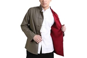 G-LIKE Kung Fu Herren Jacke - Traditionelle Chinesische Kampfkunst Tai Chi Qigong Wing Chun Shaolin Lange Ärmel Training Kleidung Doppelseitig Frühling Herbst Mantel Casual Look