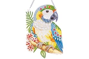 Starnearby 5D DIY Diamond Painting Anhänger Weihnachten Kranz Set Diamond Painting Fensterbilder Ornamente Diamant Malerei Bilder für Wand Und Eingang Dekoration (Papagei)