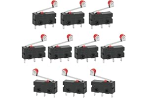 GOLRISEN 10 Pcs Micro Switch en Plastique Micro Interrupteur Fin de Course avec 3 Broches Micro Contacteur 220V Micro Interrupteur à Levier SPDT Micro Commutateur 1NO 1NC pour Machine Électronique 5A