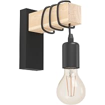 Lustre Industriel Vintage EGLO Townshend - 3 Lampes - Acier Et Bois FSC