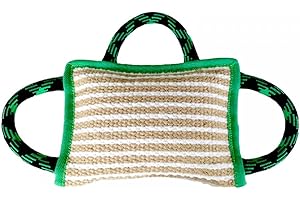 DONGKER Manicotto per Cani,Cuscino Morso per Cane da Addestramento in Iuta con 3 Manici per il Gioco Interattivo di Cani di Taglia Medio Grande