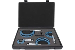 GAEIRT Ensemble de Micromètre Extérieur 4 Pièces, Micromètre Métrique 0-100mm 0.01mm Haute Précision avec Boîte de Rangement, pour une Mesure Précise de la Longueur, du Diamètre et de L'épaisseur