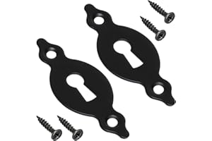 AERZETIX - C73729 - Paire de 2 rosettes plaques 67x27x1.5 mm pour serrure de porte à clé ordinaire - montage vérticale - cache trou de clé - en métal - couleur noir mat - rosace ferrure cylindre