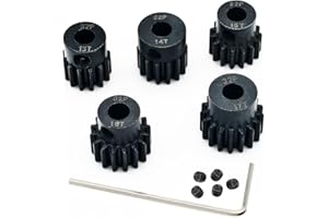 YIJIALINK 5-Pack Schwarze Stahl Metall 5mm Ritzel Motor Zahnradsätze 13T 14T 15T 16T 17T Kompatibel mit HPI Kyosho Losi Axial Tamiya 1/8 1/10 RC Car Monster Truck Buggy