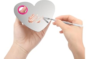 Luxspire Professional Makeup Palette Stainless Steel Heart Cosmetics Foundation Nail-art Mixing Blending Make up Tools with Spatula for Eye Shadow, Eyelash, Lipsticks, Nail Art