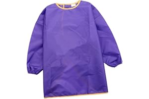 YUNDXI Kinder Malkittel, Kinder Bastelkittel, Bastelschürze, Kinder Schürze - Malschürze mit Langarm(Lila,Mittel)