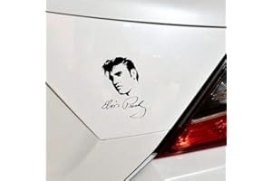 Handmade By Stukk Elvis Presley The King Rock Signature Sticker Fun Sticker Vinyl Décalque 12.7cm x 17.8cm - Noir