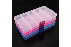 OriGlam 1 scatola portaoggetti in plastica da 17 x 10 cm, con divisori regolabili, contenitore per gioielli per forniture per ufficio, perline, artigianato, attrezzatura da pesca (blu)