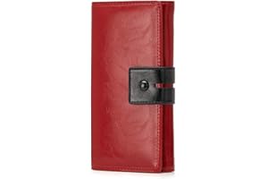Botimmy Purses for Women RFID Blocking PU Vegan Leather Wallet Credit Card Holder Ladies Bifold Large Capacity Long Purse Red