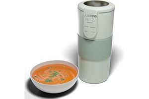 JustMe. The smallest soup maker, the biggest results. Soup maker and smoothie blender. Self cleaning. Colour: Sage green. Lightweight. Easy healthy cooking.