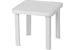 Resol Andorra White Garden Side Table - 47x47cm - Small Plastic Outdoor Bistro & Coffee UV Resistant Childrens & Toddler Picnic Furniture Table for Garden, Patio