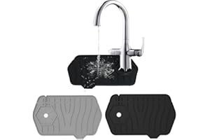 TAIHOBO 2PCS 24,5×15,3cm Silikon Abtropfmatte Spüle, 360° Drehbare Wasserhahn Abtropfmatte, Faltbare Sink Splash Guard, Spülbeckenmatte Silikonmatte Küche für Wasserhähne mit 7,5cm Lochdurchmesser