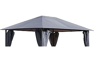 QUICK STAR Ersatzdach für Garten Pavillon 3x4m Grau Antik Pavillondach Ersatzbezug