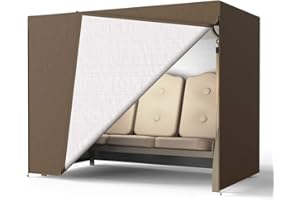 Judy1980 Housse Balancelle Jardin 3 Places,Bâche de Protection Balançoire 190T Oxford Imperméable Anti-UV,Anti-Poussière 220x125x175CM (Cafe)