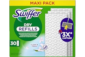 Swiffer Ściereczki do łapania kurzu, 180 sztuk suchych ściereczek z mikrofibry, łapanie kurzu i brudu, doskonałe do wszystkich rodzajów podłóg i sierści zwierząt, rozmiar Giga