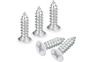 QUARKZMAN ST3.5x15mm Tornillos Autorroscantes, 100uds Tornillos Autoperforantes de Plana Cabeza Phillips, Madera Tornillos Blanco para Carpintería