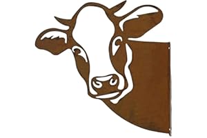 FANNAS Kuhkopf Gartenstatuen Metall Edelrost Kuh Dekoration Tierischer Rost Kuh Figur Kuh Deko Metall Rost Rostige Tier Silhouette ，für Outdoor Garten Farm Deko Gartendeko Figuren 1 PCS