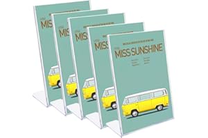 Hotyin - Soporte para cartel de acrílico para menús, inclinado, de metacrilato, expositor para mostrador, sala de conferencias y recepción de hotel, acrílico, A4*5pack-transparente