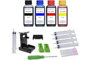 INKPRO Nachfüllset kompatibel mit Canon PG-575 (XL) Schwarz + CL-576 (XL) Color - 4 x 100 ml Nachfülltinte für Pixma TR4750i, TR4751i, TR4755i, TR4756i, TS3550i, TS3551i