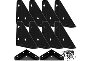 ANBEEISS 10 Pz Staffe Angolari, Squadrette Angolari per Legno, Squadrette Triangolari in Metallo Neri, Staffa Angolare Connettore Ferramenta per Mobili, Supporto Connettori per Mobili Armadi Tavoli Sedie