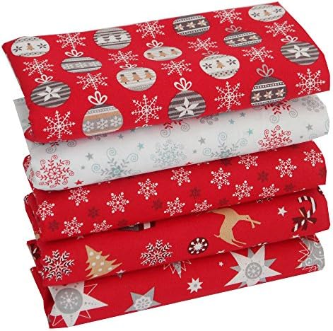 Christmas Fabric Cotton Craft Fat Quarter Bundle - Red Mix